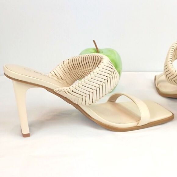 Dream Paris women's nude slip on square toe heels with braided straps size 10 - Picture 8 of 11